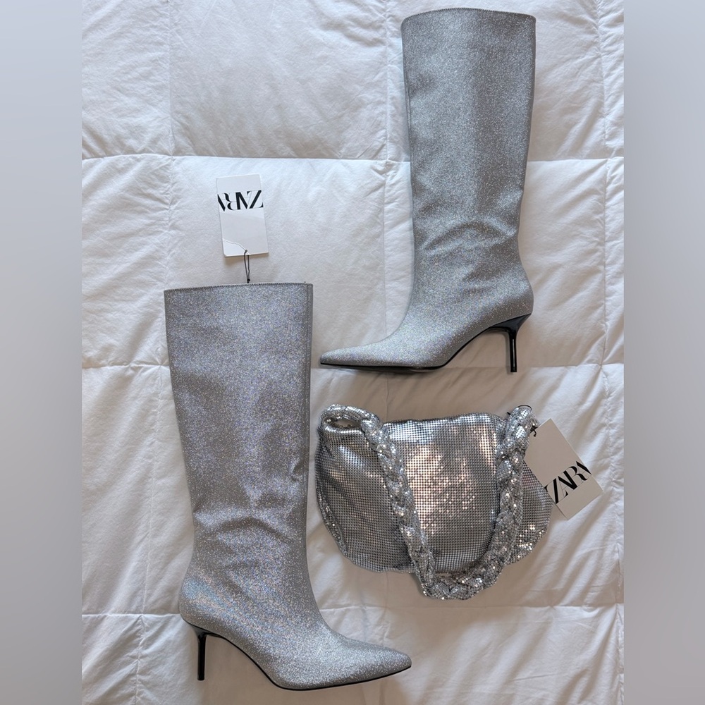 ZARA Silver Boots ✨ NEW with tags ✨